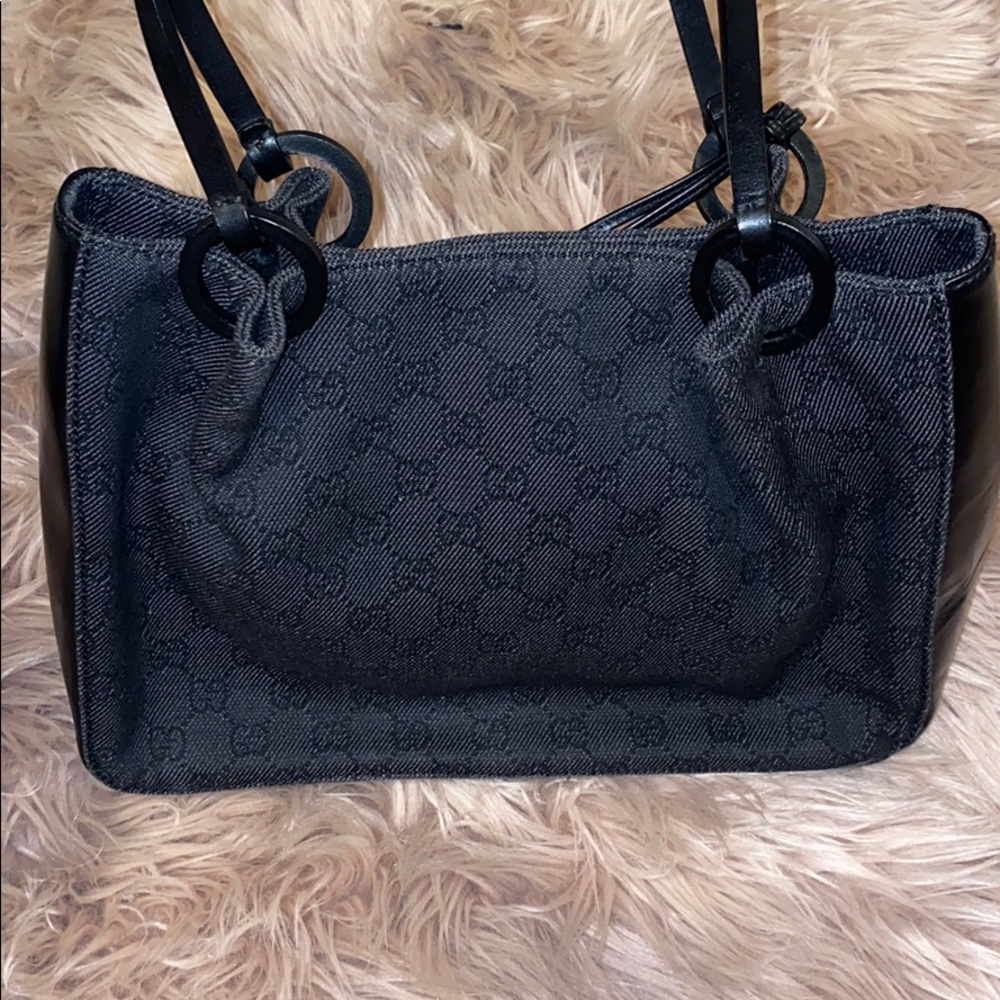 GUCCI GG canvas shoulder bag leather